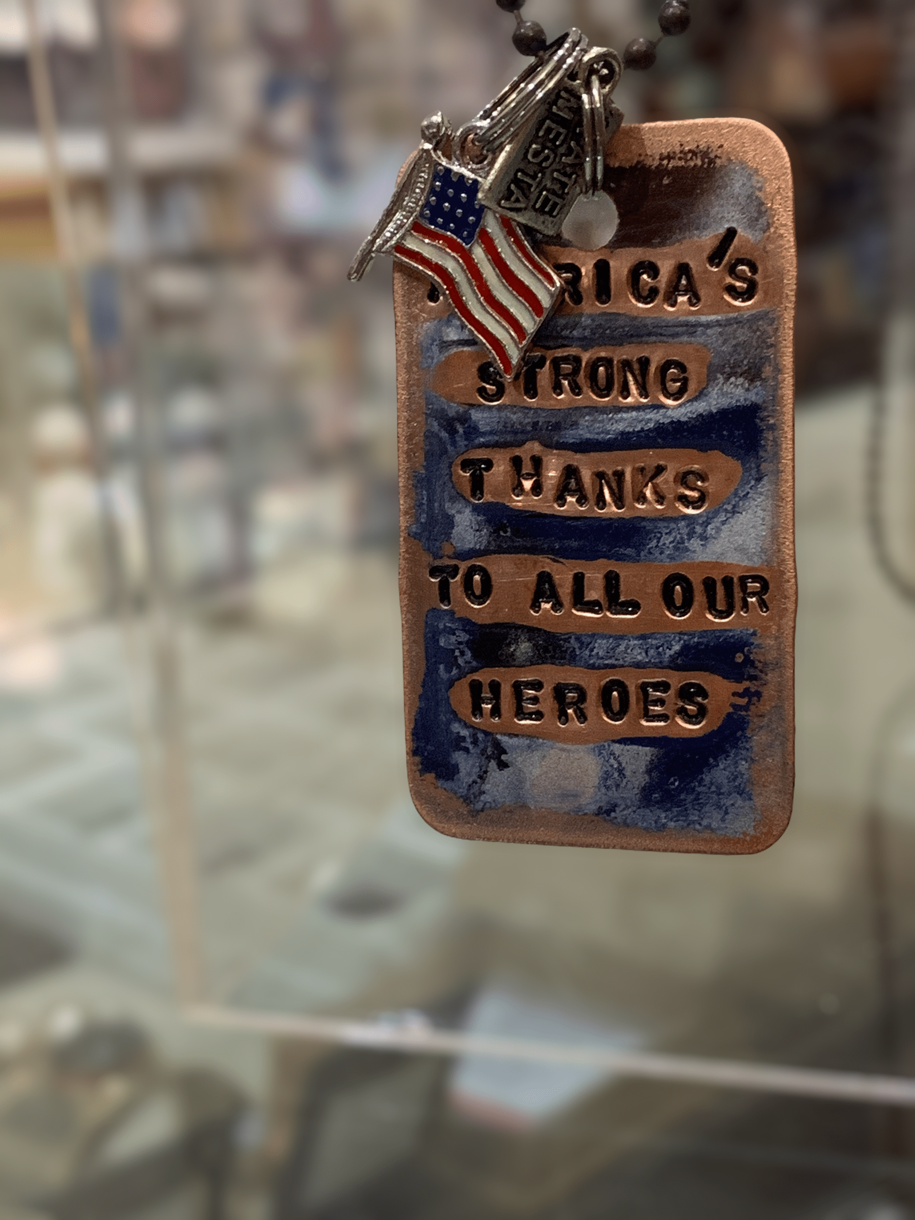 Kate Mesta Dog Tag - America’s Strong Because of Our Heroes Kate Mesta Necklace