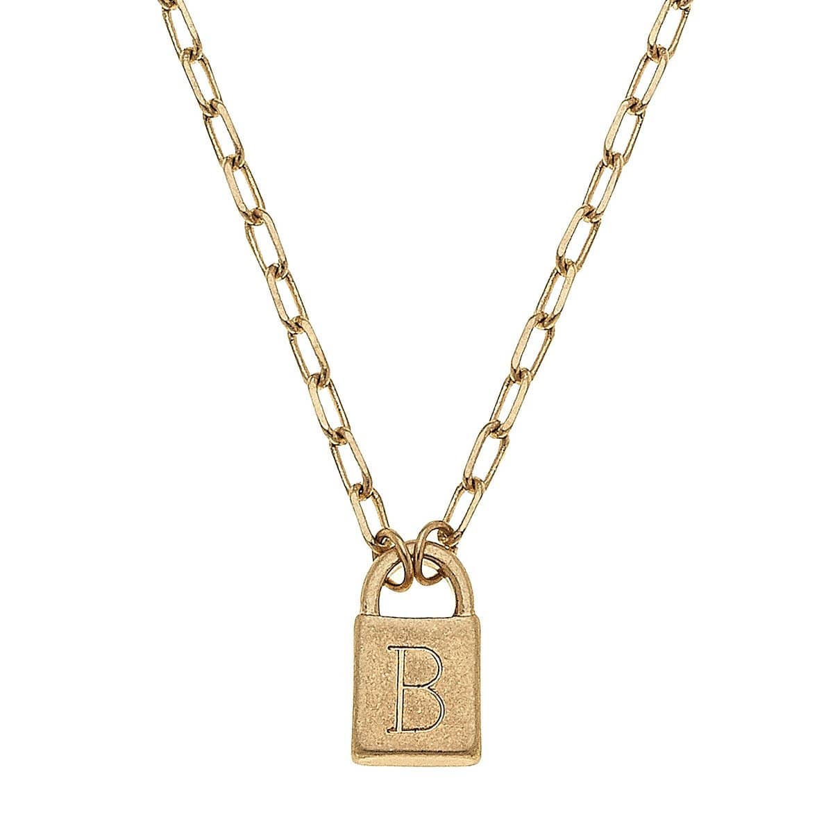Kinsley Padlock Initial Necklace CANVAS Necklace B