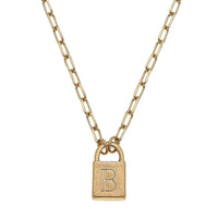 Thumbnail for Kinsley Padlock Initial Necklace CANVAS Necklace B