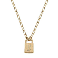 Thumbnail for Kinsley Padlock Initial Necklace CANVAS Necklace D