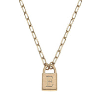 Thumbnail for Kinsley Padlock Initial Necklace CANVAS Necklace E