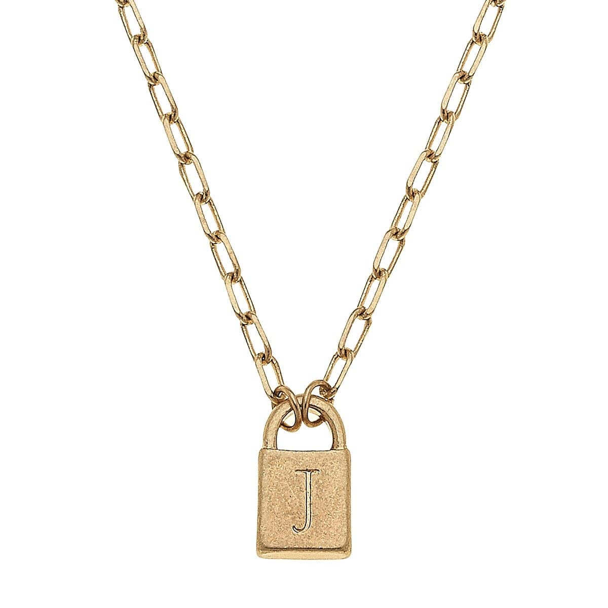 Kinsley Padlock Initial Necklace CANVAS Necklace J