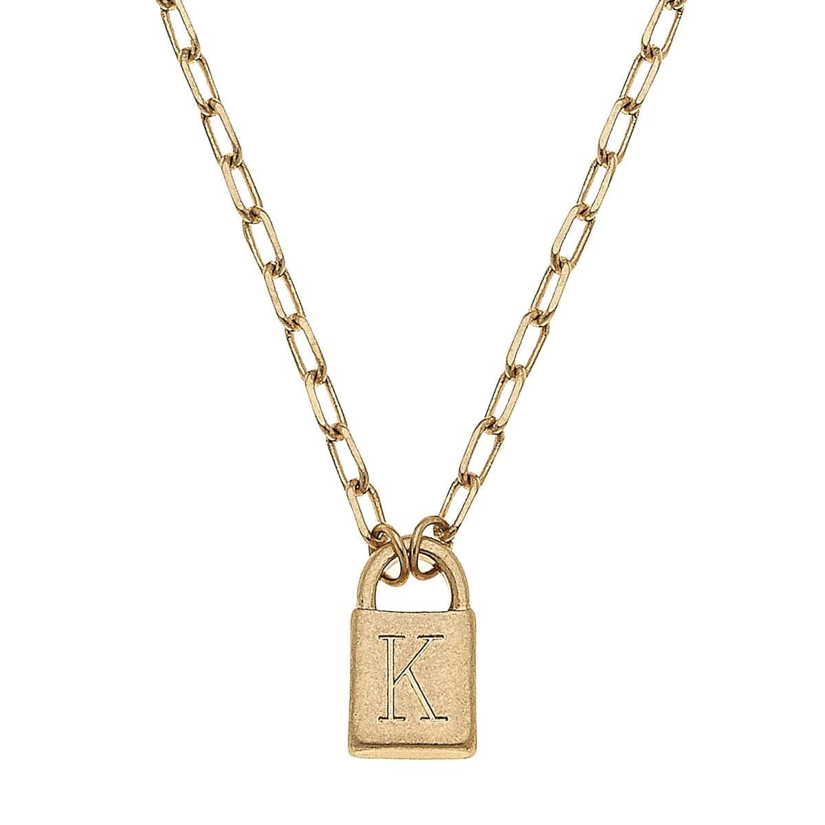 Kinsley Padlock Initial Necklace CANVAS Necklace K