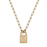 Thumbnail for Kinsley Padlock Initial Necklace CANVAS Necklace K