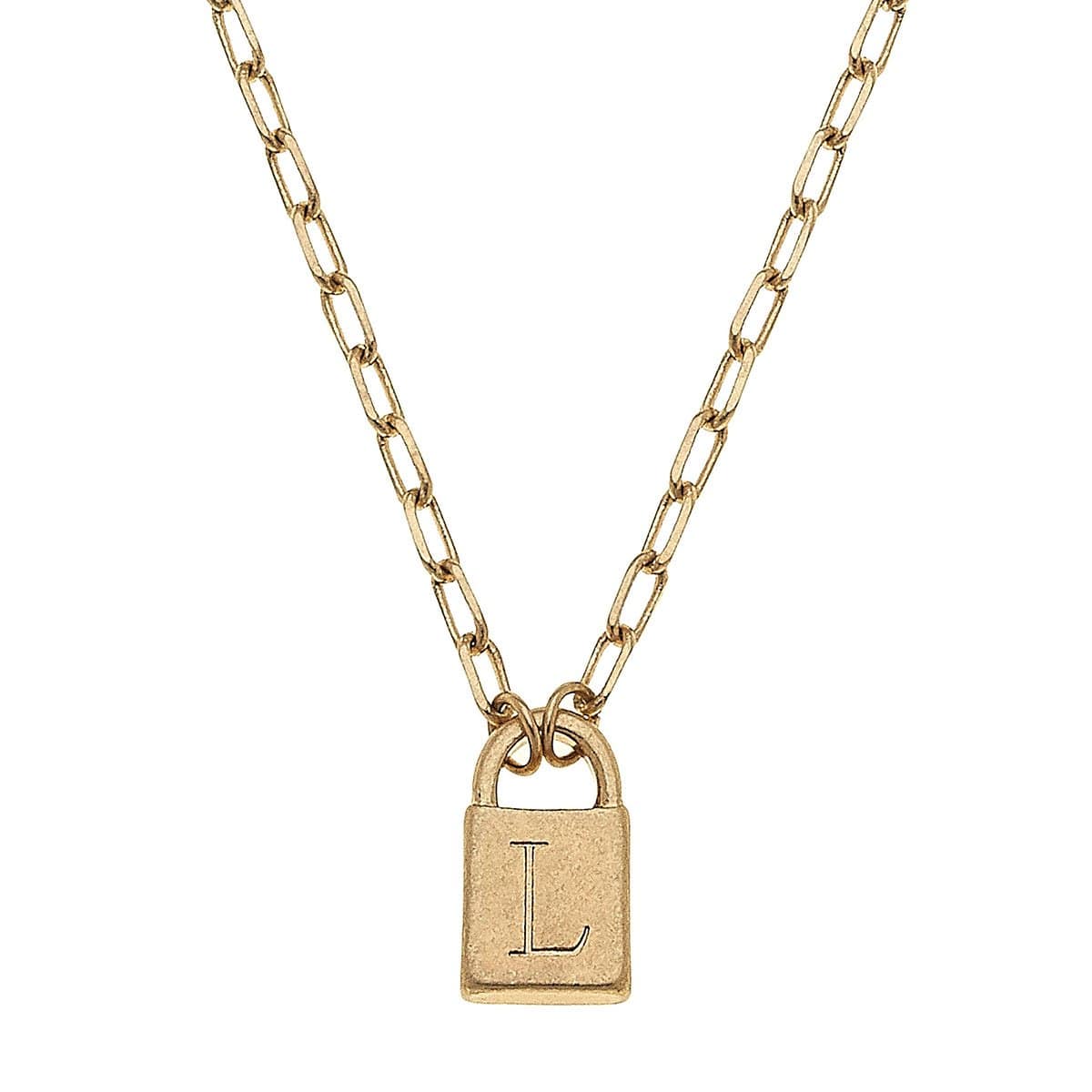 kinsley padlock initial necklace canvas 21769n gd l