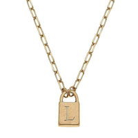 Thumbnail for Kinsley Padlock Initial Necklace CANVAS Necklace L