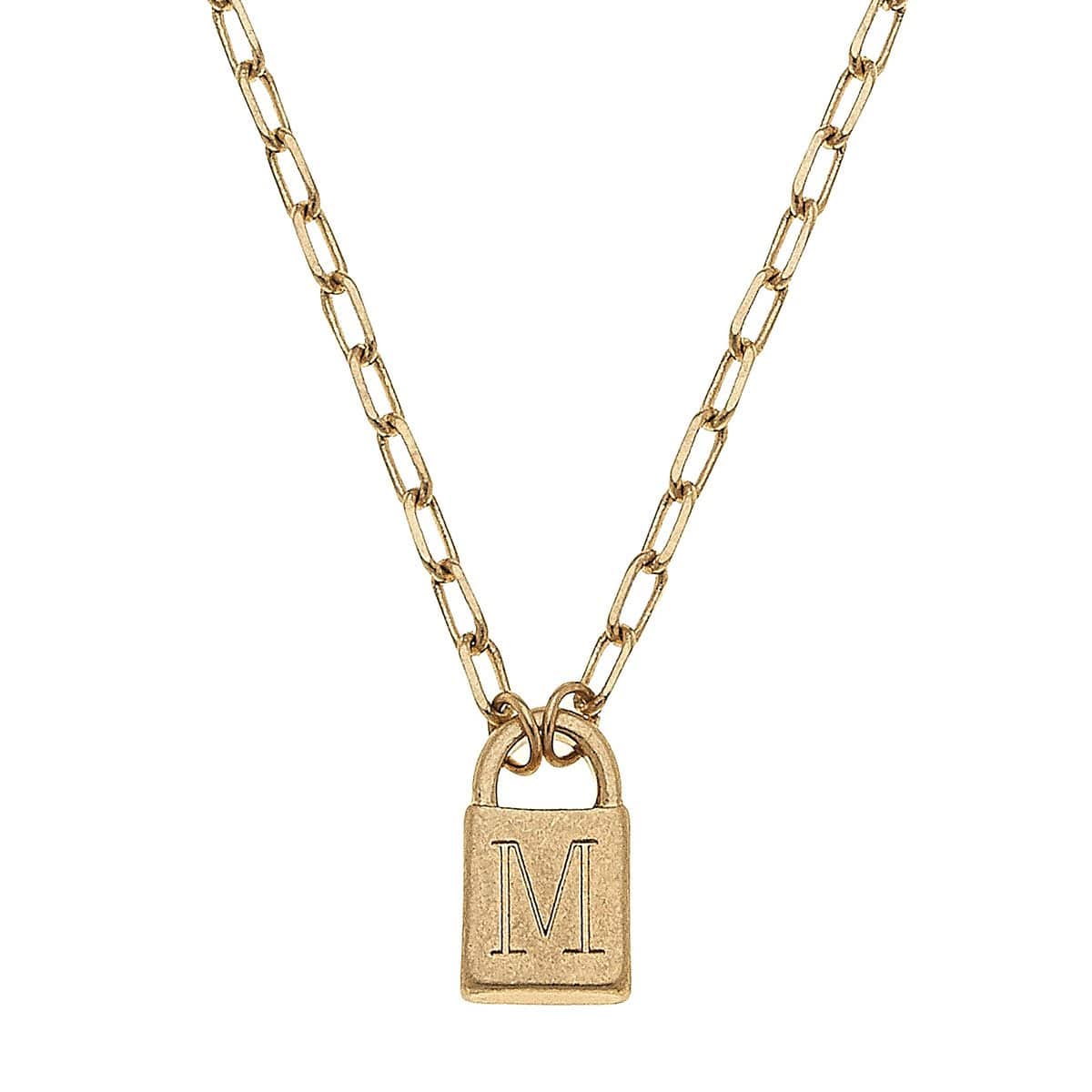 Kinsley Padlock Initial Necklace CANVAS Necklace M