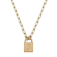 Thumbnail for Kinsley Padlock Initial Necklace CANVAS Necklace S