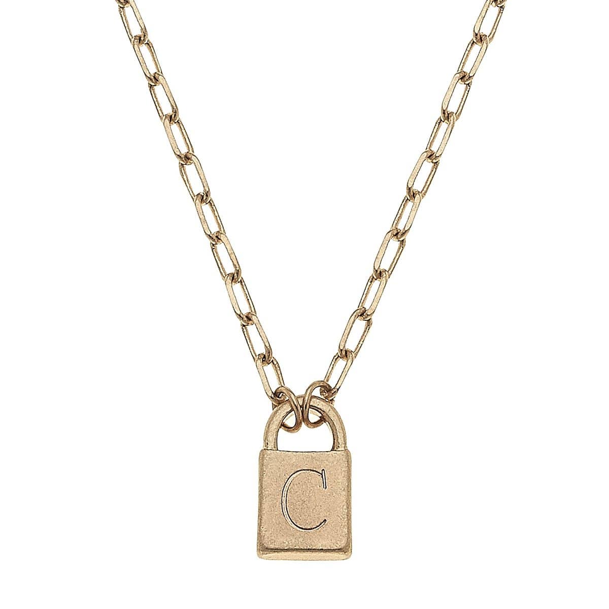 Kinsley Padlock Initial Necklace CANVAS Necklace