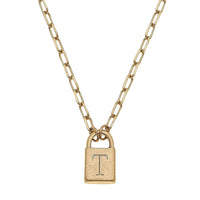 Thumbnail for Kinsley Padlock Initial Necklace CANVAS Necklace