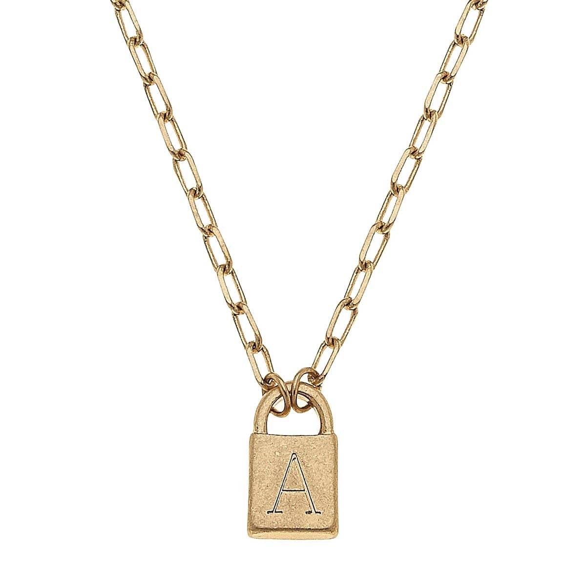Kinsley Padlock Initial Necklace CANVAS Necklace