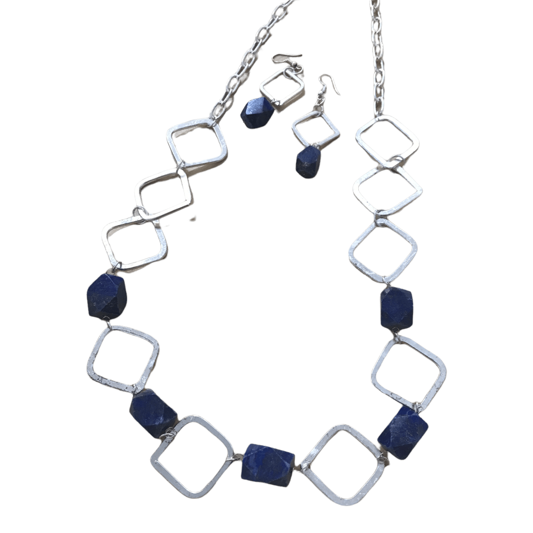 Lapis and Silver Necklace and Earring ANJU Jewelry Earring