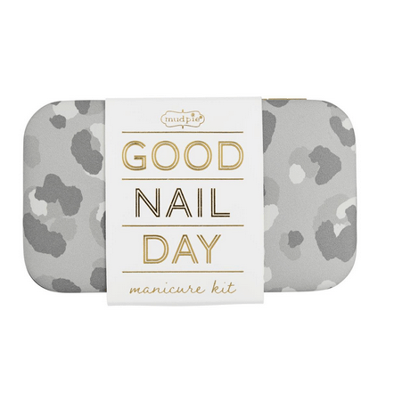 Leopard Manicure Set Mud Pie Nail Tools Gray