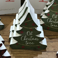 Thumbnail for Little Wooden Christmas Trees P G Dunn Christmas Ornament Oh Christmas Tree