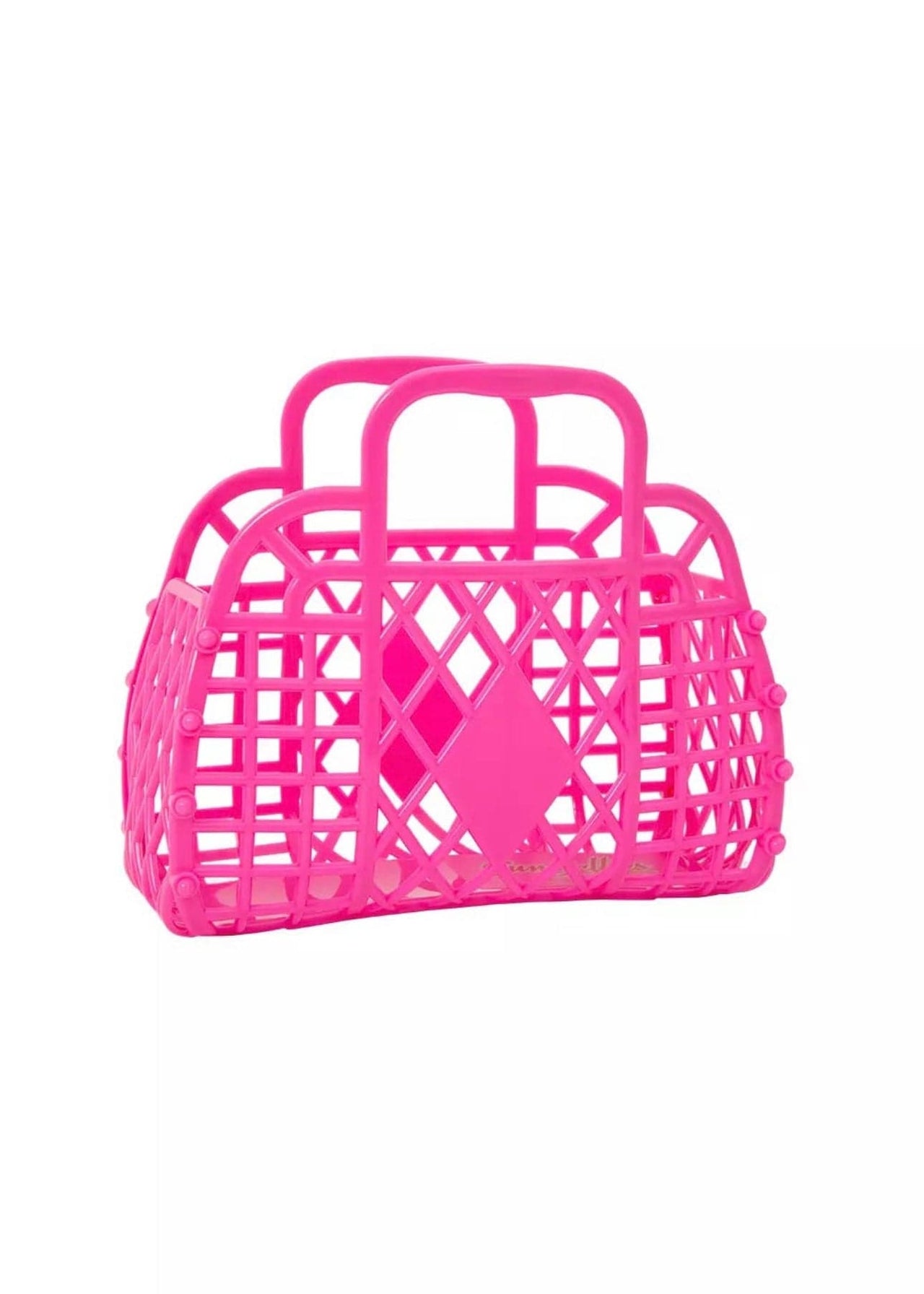 Mini Retro Basket by Sun Jellies Sun Jellies Beach Tote Berry Pink