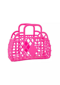 Thumbnail for Mini Retro Basket by Sun Jellies Sun Jellies Beach Tote Berry Pink