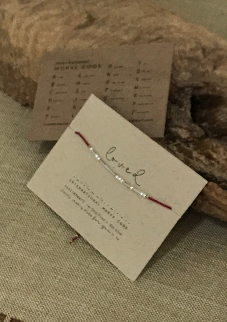 Morse Code Silk Bracelet Rustik Heart Hand Made