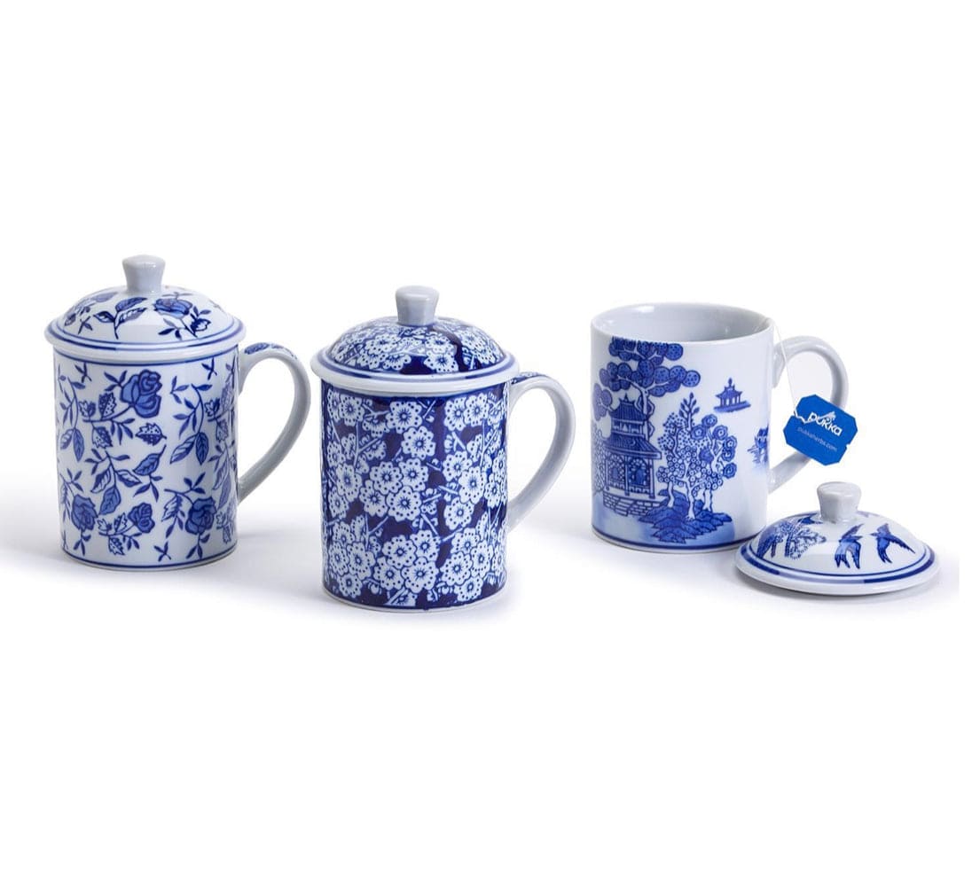 Mug with Lid | Blue and White Two’s Company Mugs