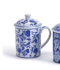 Thumbnail for Mug with Lid | Blue and White Two’s Company Mugs Floral