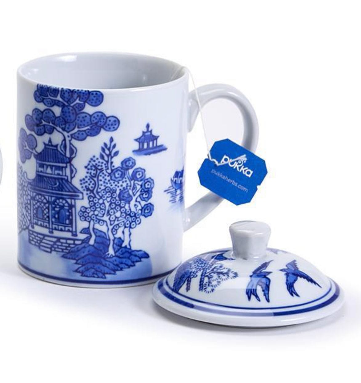 Mug with Lid | Blue and White Two’s Company Mugs Willow