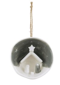 Thumbnail for Nativity Half Circle Porcelain Ornament Two's Company Christmas Ornament