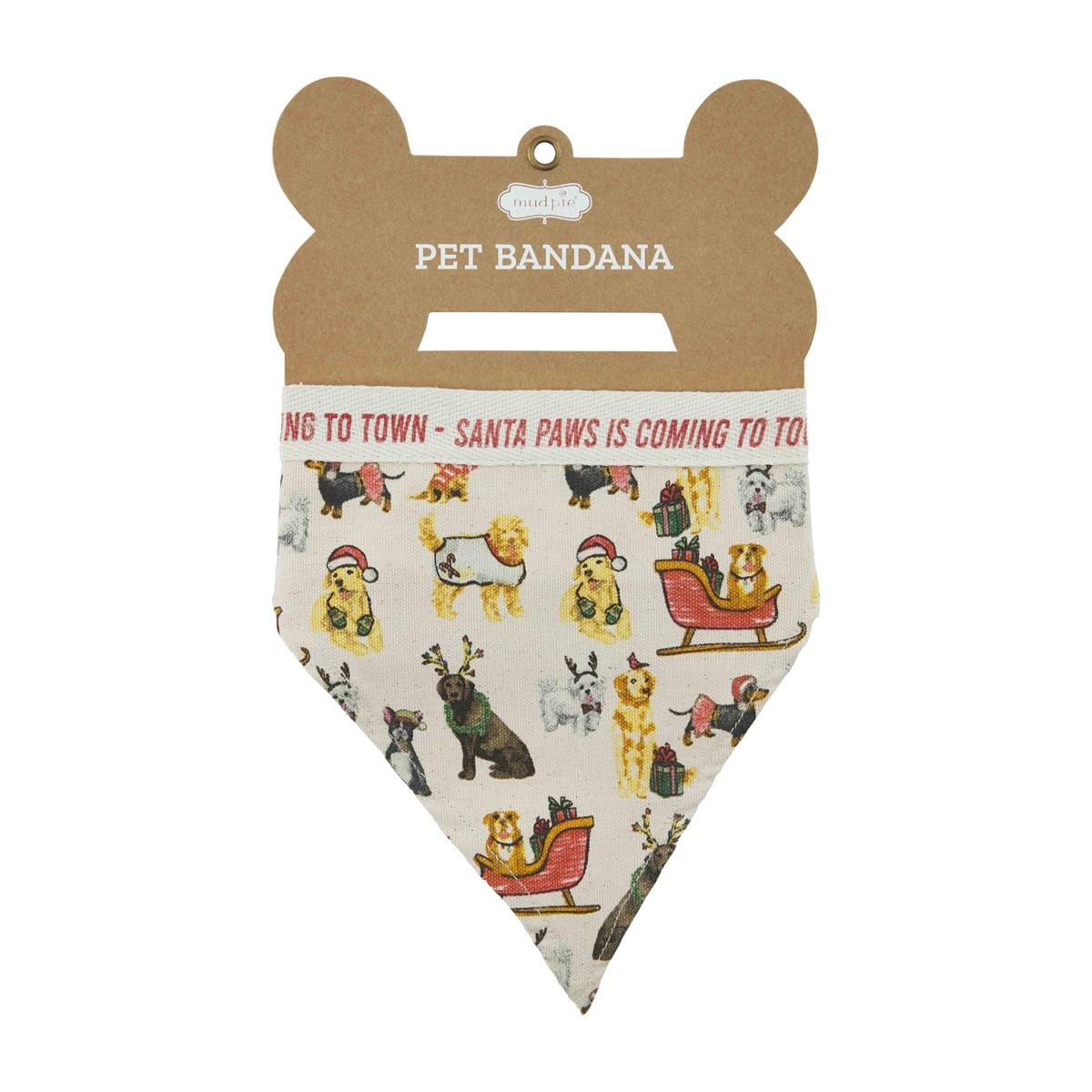 Pet Bandana Holiday Theme by Mud Pie Mud Pie Pet Santa Paws is Coming to Town