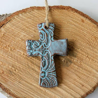 Thumbnail for Prodigal Pottery - Flared Cross Ornament Prodigal Pottery Blue Bell