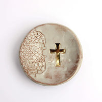 Thumbnail for Prodigal Pottery - Gold Cross Ring Dish Prodigal Pottery Pottery Sea Spray