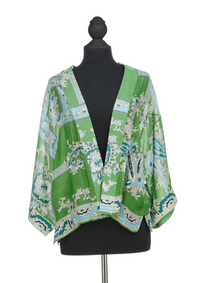 Thumbnail for Short Kimono | Handkerchief Print Two's Company kimono