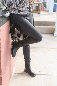 Thumbnail for Skinny Jegging in Black with Fringe by Judy Blue Judy Blue Jegging
