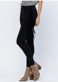 Thumbnail for Skinny Jegging in Black with Fringe by Judy Blue Judy Blue Jegging 3 (26)