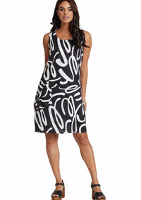 Thumbnail for black and white swirl sundress with scoopneck