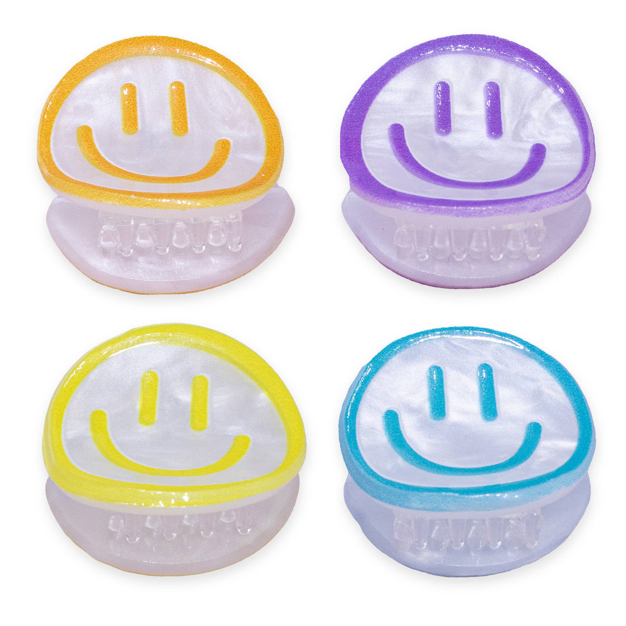 4 pack of 4 small smiley face hair clips