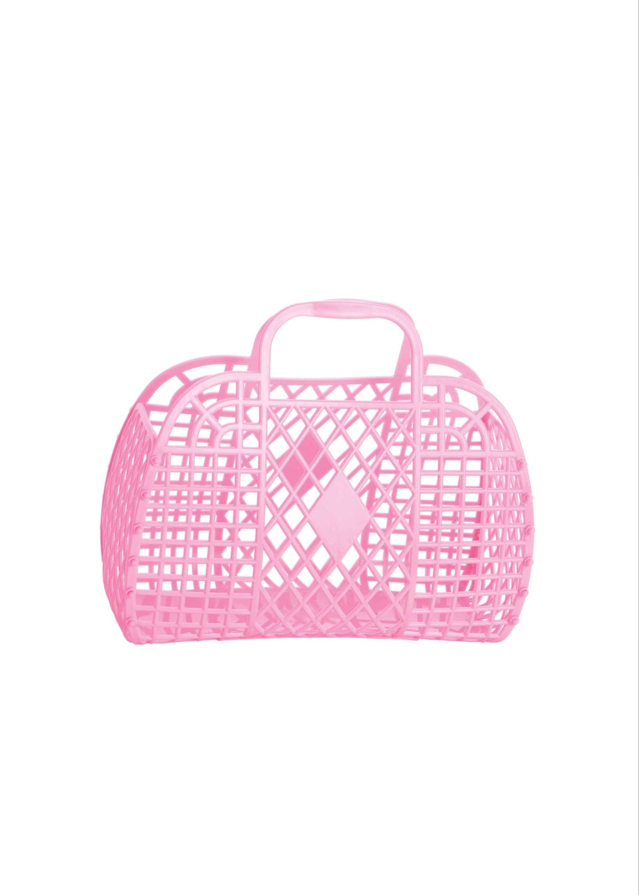 Small Retro Basket by Sun Jellies Sun Jellies Beach Tote Bubblegum Pink