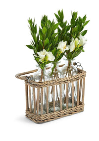 Thumbnail for Soiree Flower Glass Bottle Vases in Basket Two's Company Vases