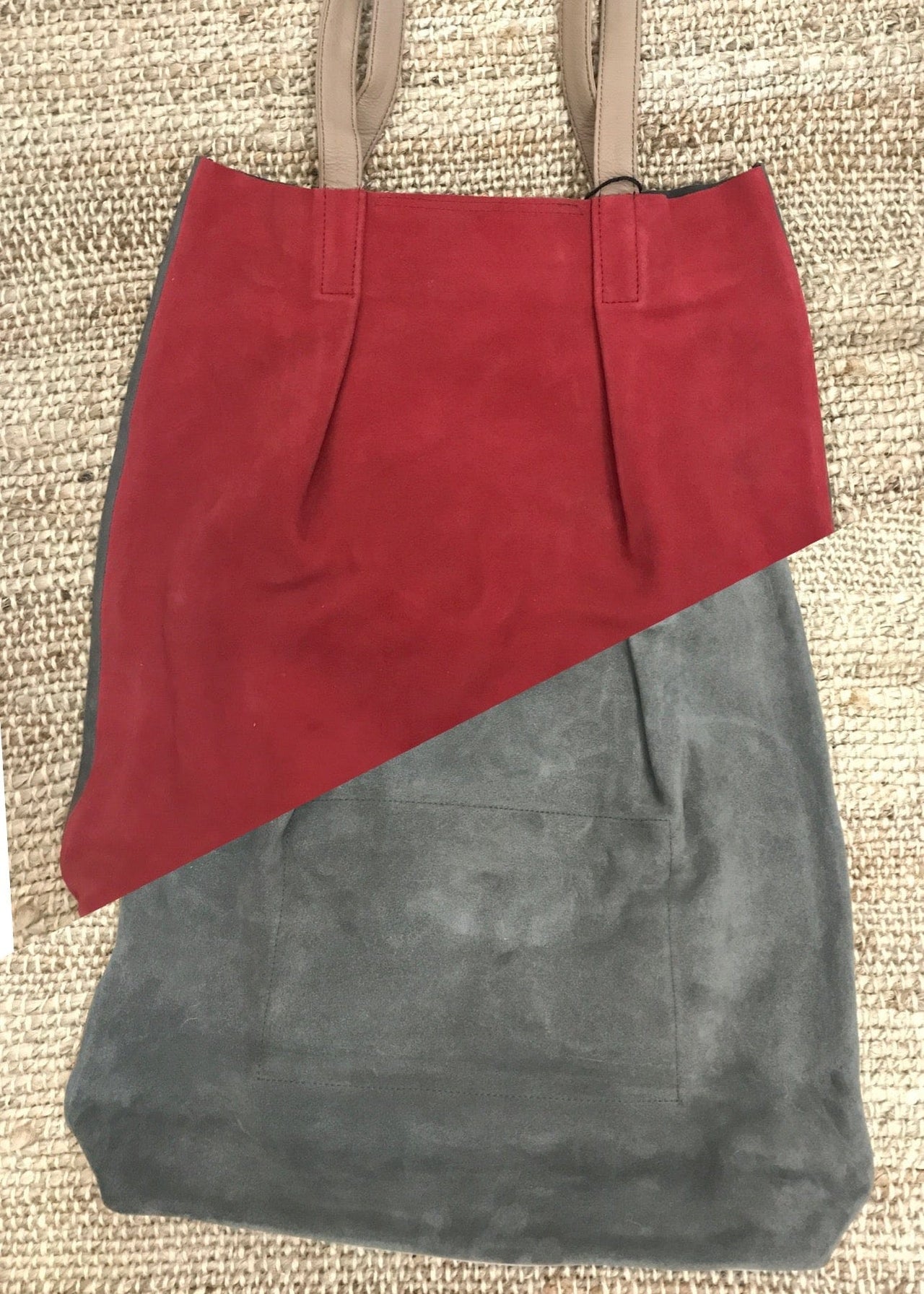 Sophia Shopper Suede Shoulder Bag Soruka Bag Red/Gray