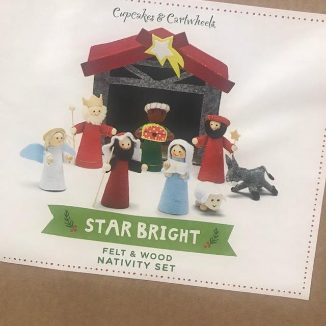 Star Bright 9 Pc Hand-Crafted Nativity Set for Christmas Two's Company HOLIDAY