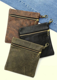 Thumbnail for The Hippie Leather Bag La Place Leather purse SMALL SQUARE / DISTRESSED OLIVE